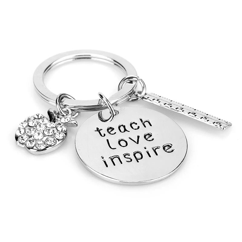 Charms Jewelry Teacher Appreciation Apple Teach Love Inspire Keychain Kids Key Chain Key Ring Women Men Male Unisex Keyring Gift
Charms Jewelry Teacher Appreciation Apple Teach Love Inspire Keychain Kids Key Chain Key Ring Women Men Male Unisex Keyring Gift