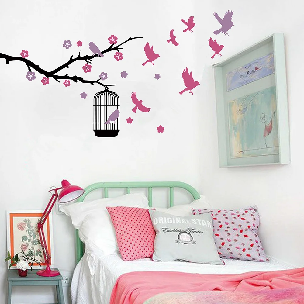 Branch And Birdcage Wall Stickers Removable Wall Decal For Living Room or Bedroom Vinyl Wall Decor For Baby Nursery 715T
Branch And Birdcage Wall Stickers Removable Wall Decal For Living Room or Bedroom Vinyl Wall Decor For Baby Nursery 715T