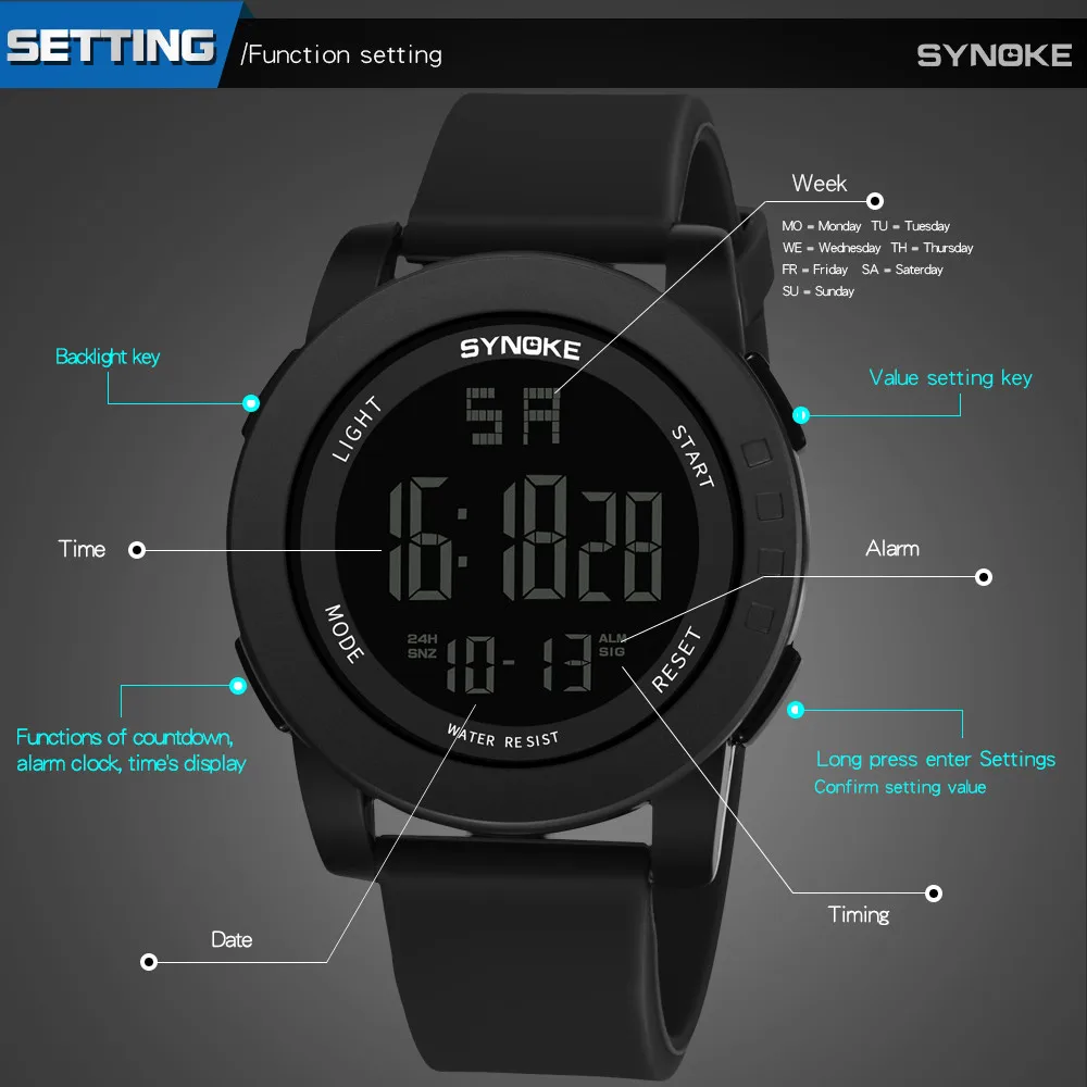 Multi-Function 30M Waterproof LED Digital Watch military sports watches fashion LED silicone digital watch for men OC0816
Multi-Function 30M Waterproof LED Digital Watch military sports watches fashion LED silicone digital watch for men OC0816