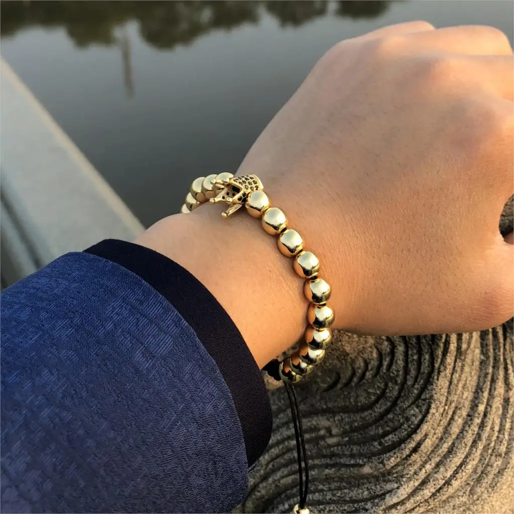 Ailatu Men Fashion CZ Crown Bracelet, King Temperament Royal Crown 8mm Brass Beads Party Gift Jewelry
Ailatu Men Fashion CZ Crown Bracelet, King Temperament Royal Crown 8mm Brass Beads Party Gift Jewelry