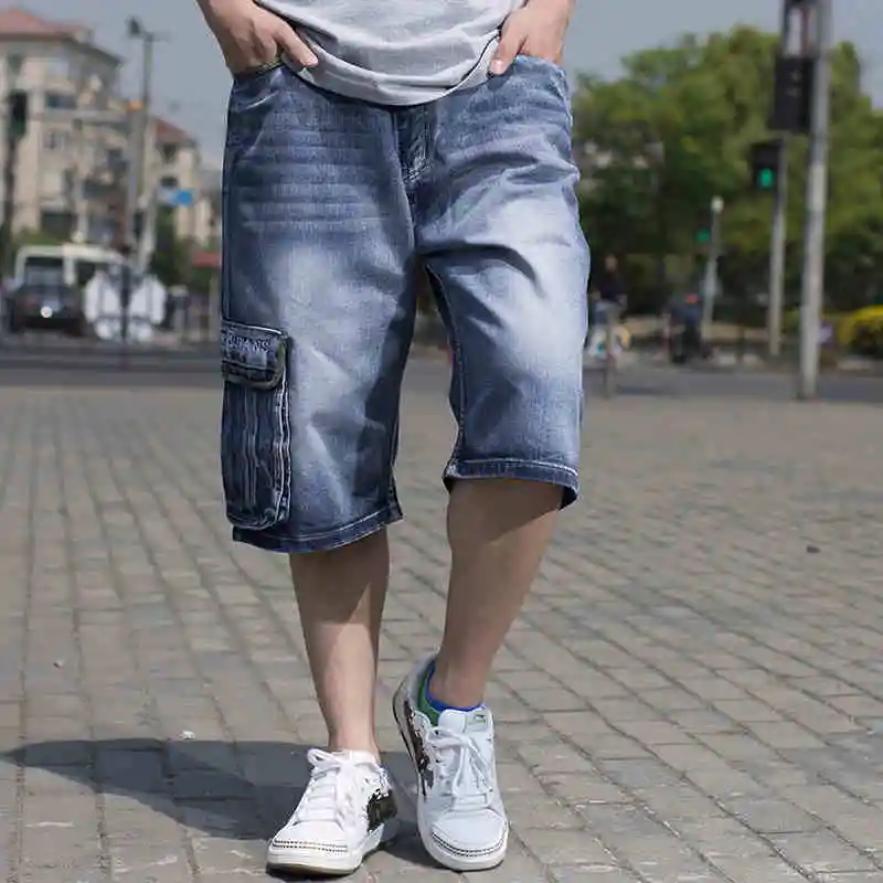 Plus Size Men Summer Baggy Shorts Jeans Bermuda Mens Loose Denim Shorts Hombre Knee Length Cargo Short Pant Side Poccket 46 44 
Plus Size Men Summer Baggy Shorts Jeans Bermuda Mens Loose Denim Shorts Hombre Knee Length Cargo Short Pant Side Poccket 46 44