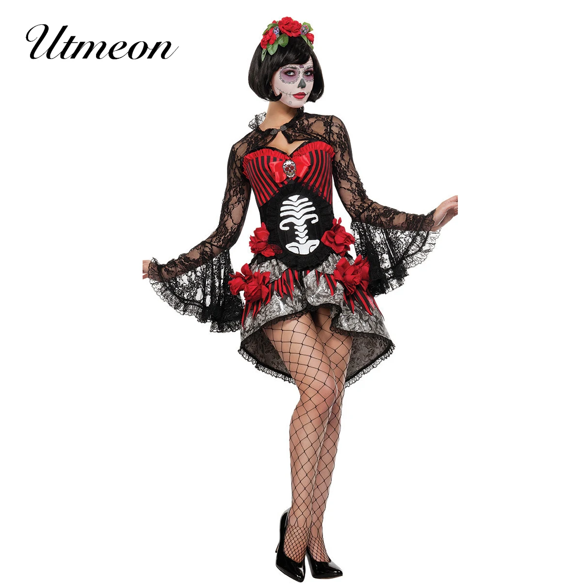 Sexy Day Of The Dead Costumes Skull Bride Halloween Costumes for Women Scary Skeleton Costume
Sexy Day Of The Dead Costumes Skull Bride Halloween Costumes for Women Scary Skeleton Costume