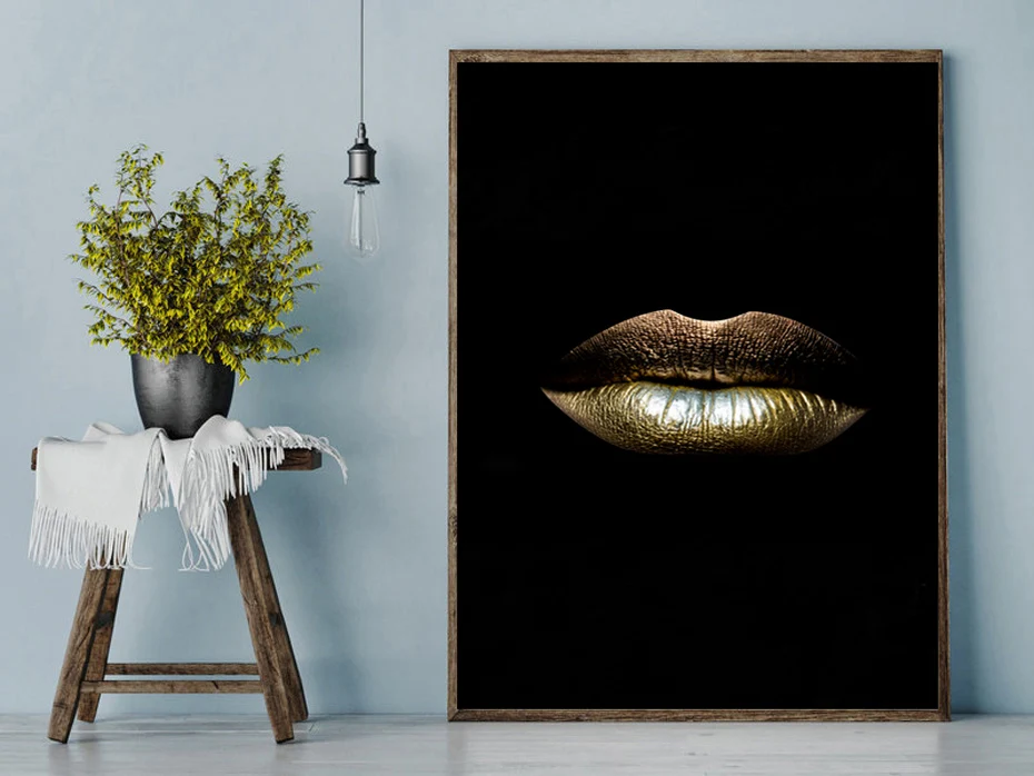 Modern Pictures Black White Sexy Charming Woman Gold Lips Canvas Painting Wall Art For Living Room Home Decor Posters and Prints
Modern Pictures Black White Sexy Charming Woman Gold Lips Canvas Painting Wall Art For Living Room Home Decor Posters and Prints