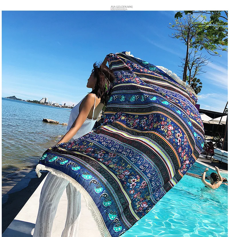 Fashion Bohemian Scarf Summer Women Beach Shawl Wraps Retro Flower Print Tassel Pashmina For Female Cotton Large Size 70.8"x 35"
Fashion Bohemian Scarf Summer Women Beach Shawl Wraps Retro Flower Print Tassel Pashmina For Female Cotton Large Size 70.8"x 35"