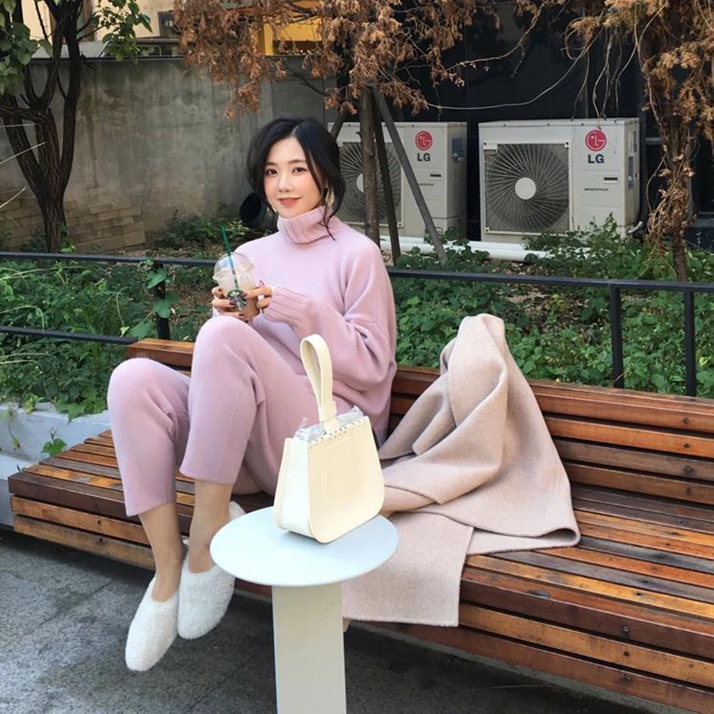 Spring Winter Knitted Tracksuit Turtleneck Sweatshirts Fashion Women Suit Clothing 2 Piece Set Pant Female
Spring Winter Knitted Tracksuit Turtleneck Sweatshirts Fashion Women Suit Clothing 2 Piece Set Pant Female
