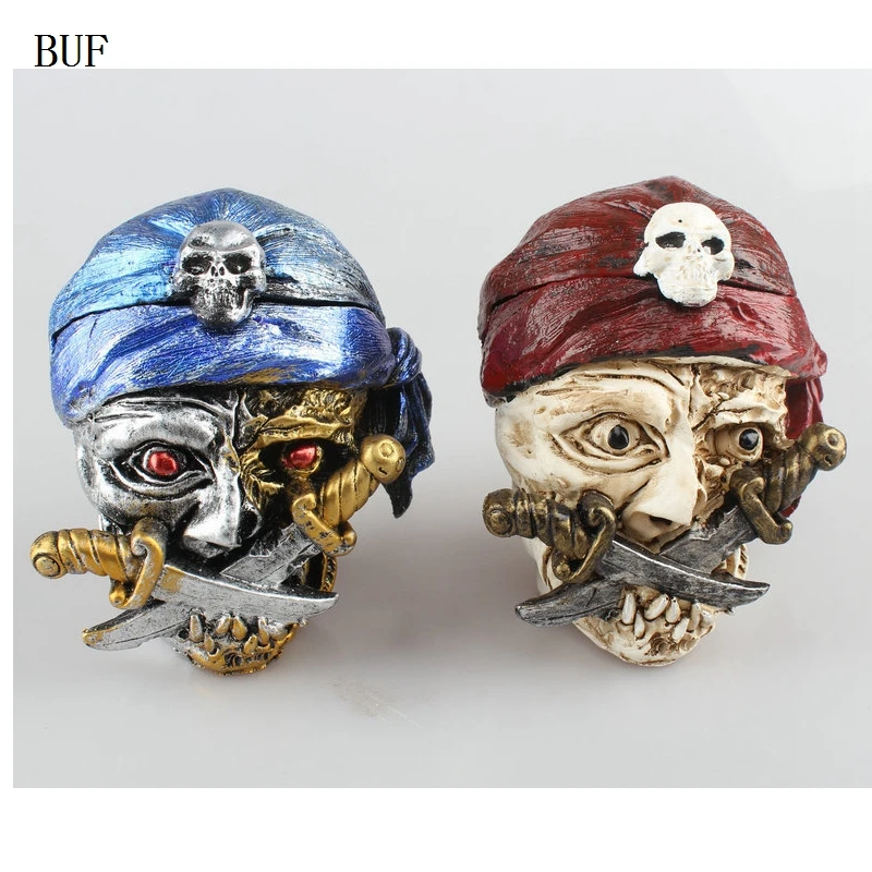 BUF Resin Craft Skull Statues For Decoration Buccaneer Skull Head Ashtray Creative Skull Ashtray With Cover
BUF Resin Craft Skull Statues For Decoration Buccaneer Skull Head Ashtray Creative Skull Ashtray With Cover