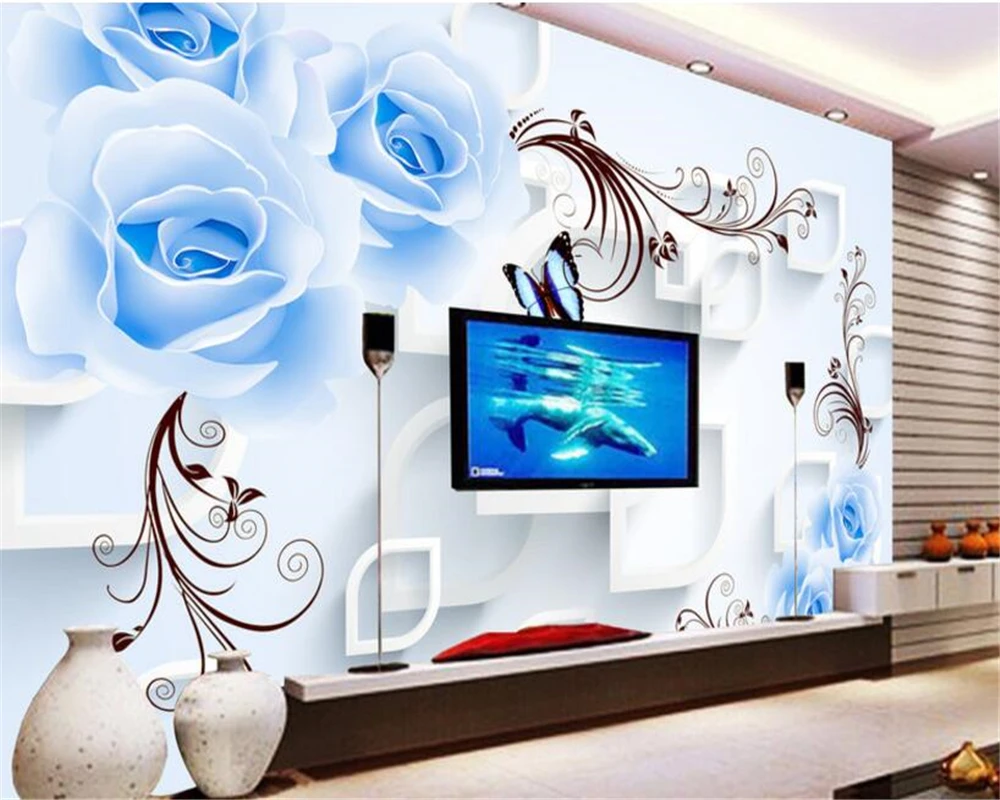 beibehang Custom photo wallpaper blue rose flower vine 3d stereo TV backdrop 3d wallpaper modern fashion art mural papel parede
beibehang Custom photo wallpaper blue rose flower vine 3d stereo TV backdrop 3d wallpaper modern fashion art mural papel parede