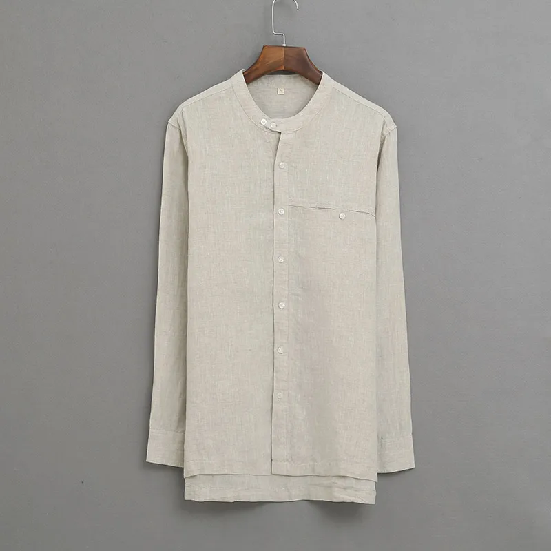 2018 New small stand collar linen long-sleeved shirt men casual pocket blue shirt mens fashion breathale flax men shirts camisa
2018 New small stand collar linen long-sleeved shirt men casual pocket blue shirt mens fashion breathale flax men shirts camisa