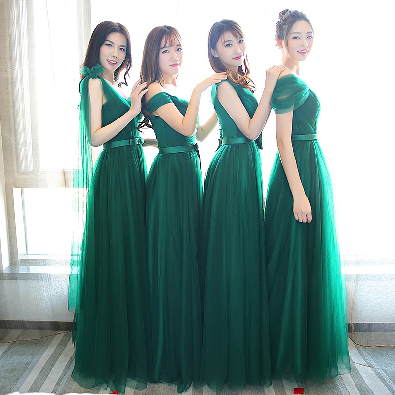Новое зеленое платье подружки невесты плиссированное длиной до пола недорогие