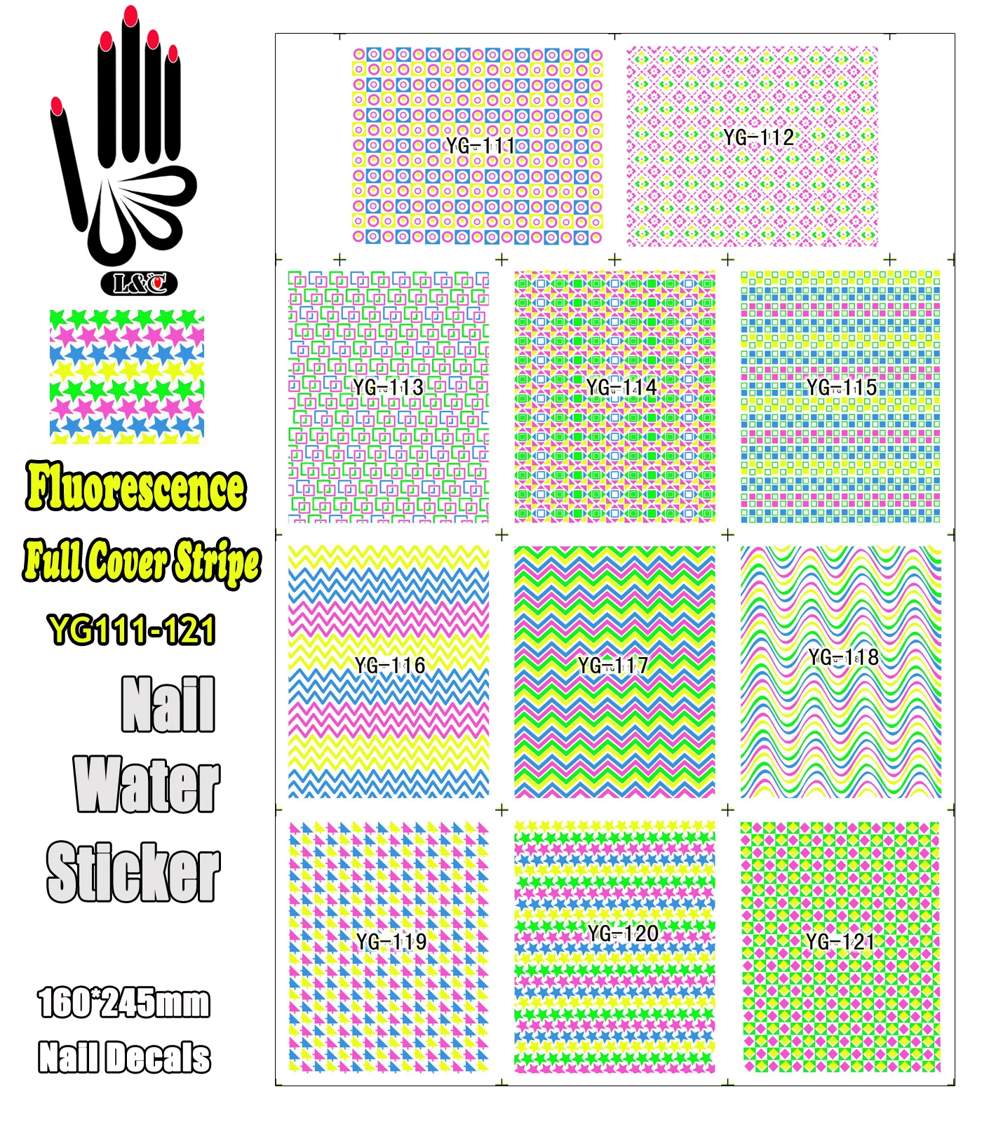 11 Sheets/Lot Water Nail Sticker YG111-121 Fluorescence Full Cover Star Nail Art Sticker Water Manicure Decals(11 DESIGNS IN 1)
11 Sheets/Lot Water Nail Sticker YG111-121 Fluorescence Full Cover Star Nail Art Sticker Water Manicure Decals(11 DESIGNS IN 1)