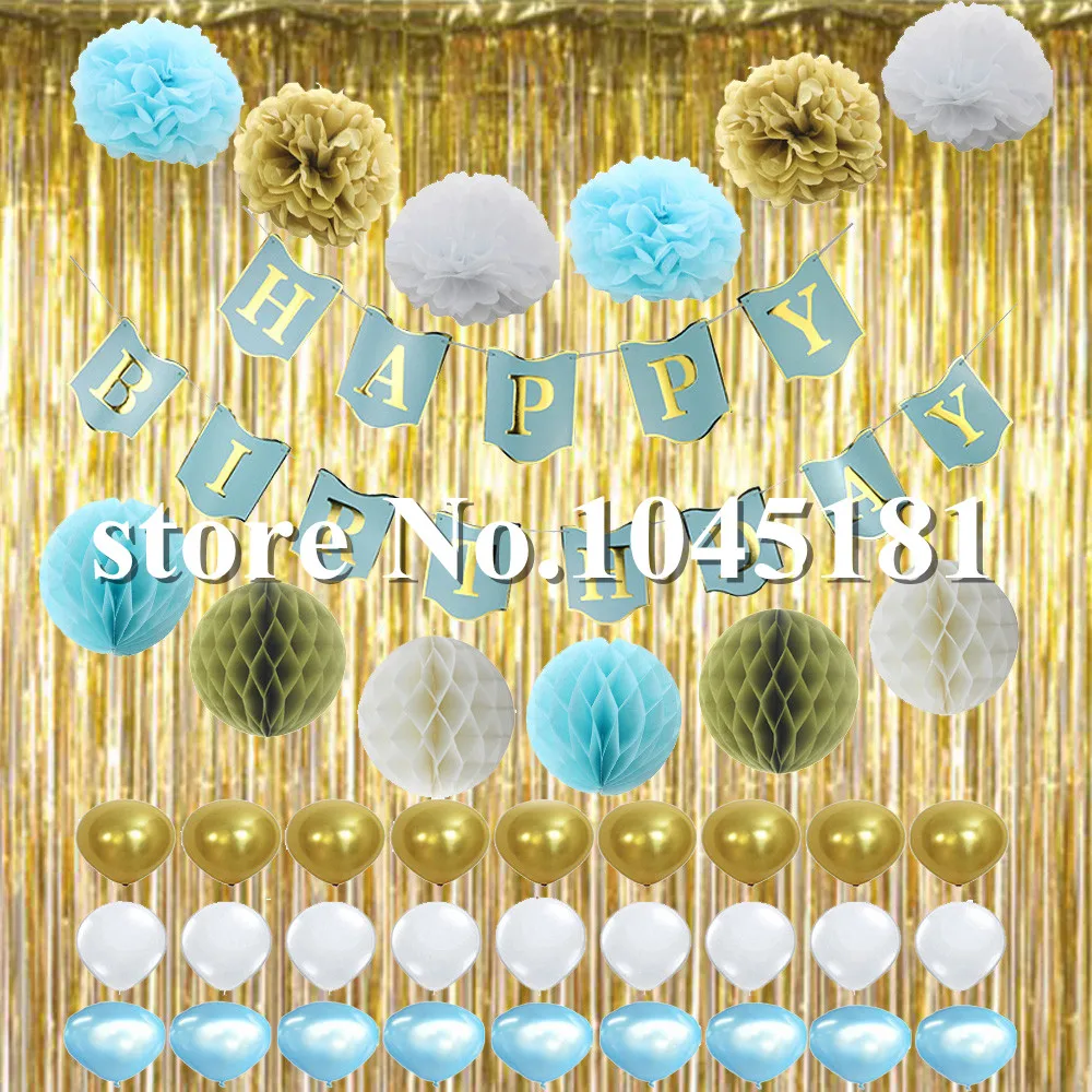 50set Happy Birthday Banner Party Decoration Supplies Gold Foil Curtain Latex Balloon Tissue Honeycomb Balls Paper Pom Poms
50set Happy Birthday Banner Party Decoration Supplies Gold Foil Curtain Latex Balloon Tissue Honeycomb Balls Paper Pom Poms