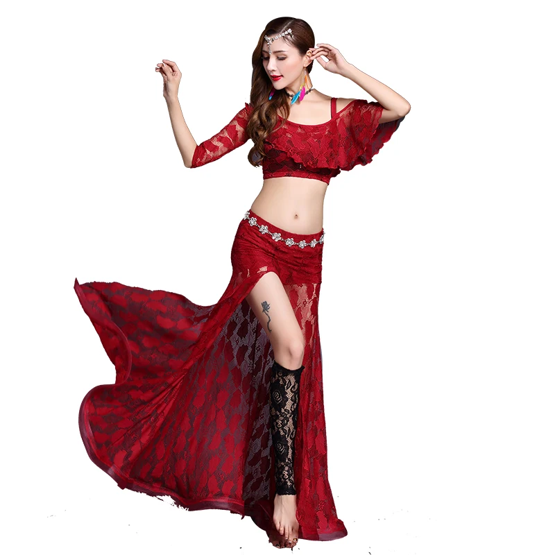 Women Sexy Belly Dance Costume Lace Bollywood Bellydance Tops Long Skirt Exotic Dancewear Oriental Clothing Fairy Dress DC1776
Women Sexy Belly Dance Costume Lace Bollywood Bellydance Tops Long Skirt Exotic Dancewear Oriental Clothing Fairy Dress DC1776