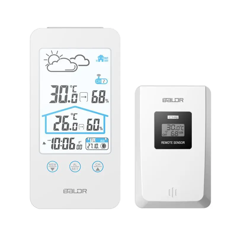 Digital Thermometer Hygrometer Weather Station Moon Phase Temperature Meter Wireless Outdoor Sensor -20-65C C/F Max Min Display
Digital Thermometer Hygrometer Weather Station Moon Phase Temperature Meter Wireless Outdoor Sensor -20-65C C/F Max Min Display