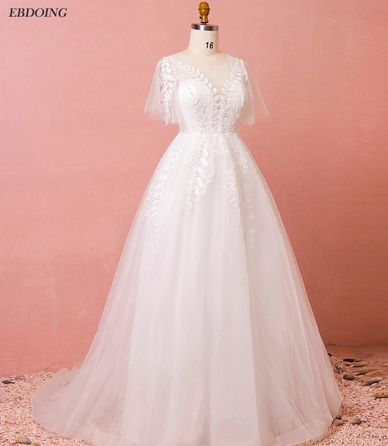 Veatidos De Novia Real Photo A-line Wedding Dress Short Sleeves Scoop Neckline Lace Up Plus Size Floor Length With Lace
Veatidos De Novia Real Photo A-line Wedding Dress Short Sleeves Scoop Neckline Lace Up Plus Size Floor Length With Lace