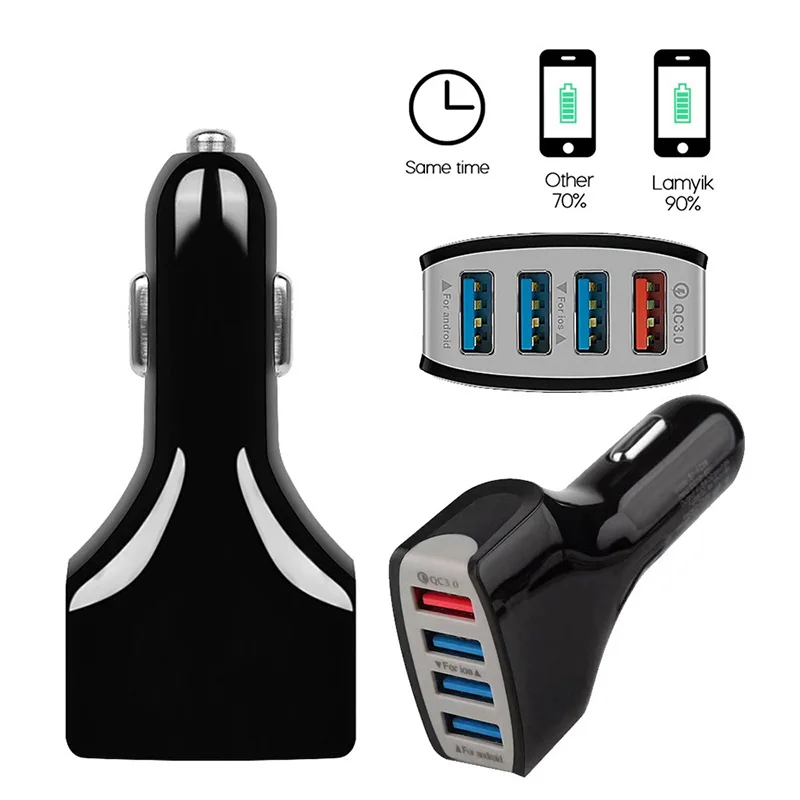 Multi-fouction 4 Ports Car Charger Quick Charge 3.0 USB Adapter Fast Charging For iPhone Samsung Xiaomi Phone Car-Charger
Multi-fouction 4 Ports Car Charger Quick Charge 3.0 USB Adapter Fast Charging For iPhone Samsung Xiaomi Phone Car-Charger