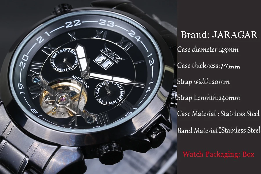 New Military JARAGAR Brand Automatic Self-wind Relogio Masculino Watches Mechanical Fashion Luxury Men Watch Tourbillon Clock
New Military JARAGAR Brand Automatic Self-wind Relogio Masculino Watches Mechanical Fashion Luxury Men Watch Tourbillon Clock