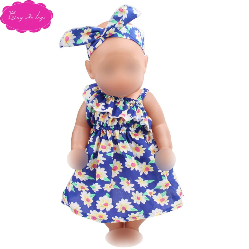 43 см Детские куклы платье для новорожденных летнее с принтом + повязка на голову
