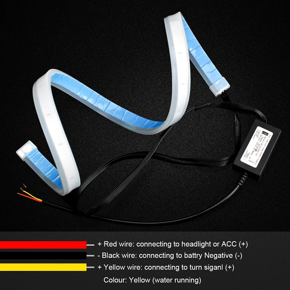 2PCS 60CM Waterproof Flexible Strips Lights Sequential Flowing Yellow LED Daytime Running Lamps White DRL Turn Signal Universal
2PCS 60CM Waterproof Flexible Strips Lights Sequential Flowing Yellow LED Daytime Running Lamps White DRL Turn Signal Universal
