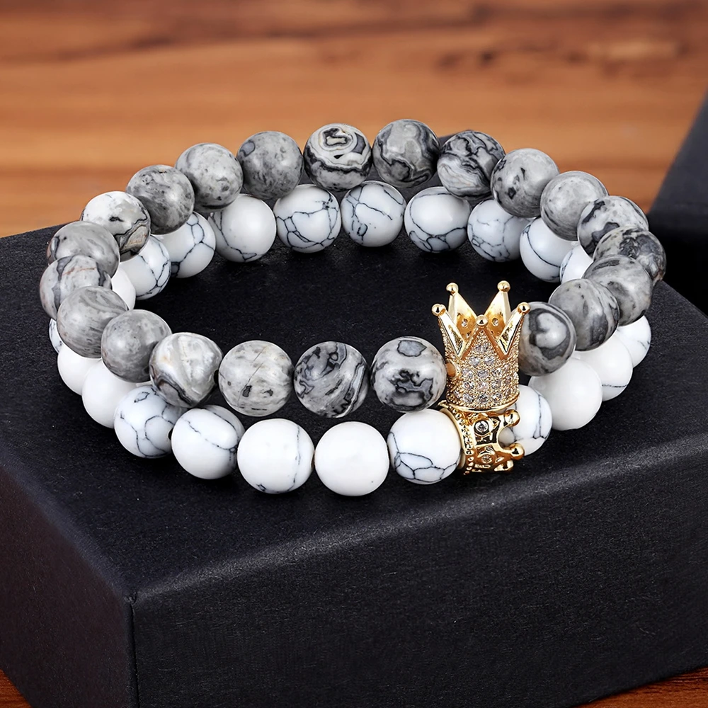 XQNI 9 Designs For Choice with Gray Natural Stone & White Howlite Elasticity Rope Strand Beads Bracelets For Unisex Jewelry Gift
XQNI 9 Designs For Choice with Gray Natural Stone & White Howlite Elasticity Rope Strand Beads Bracelets For Unisex Jewelry Gift