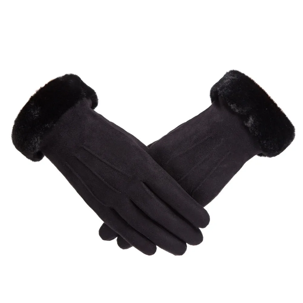 Женские модные зимние однотонные спортивные теплые перчатки на весь палец