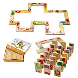 Красочные животные pattens деревянная игрушка domimo строительные блоки детские