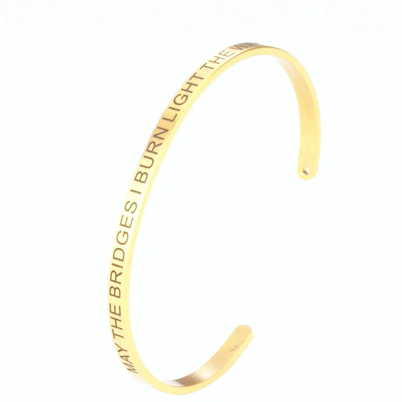 6pcs Stainless Steel Mantra Bangle Inspirational May The Bridges I Burn Light The Way Bracelet 4mm Mantra Bracelet Cuff Bangle
6pcs Stainless Steel Mantra Bangle Inspirational May The Bridges I Burn Light The Way Bracelet 4mm Mantra Bracelet Cuff Bangle