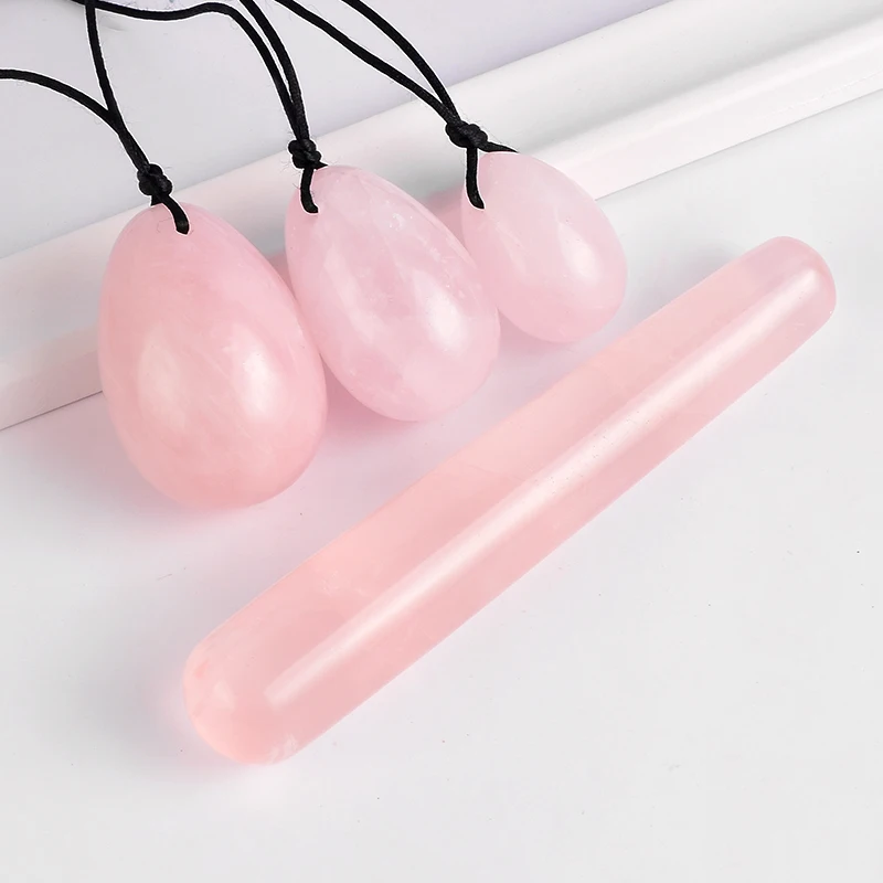 Drilled Rose Quartz Yoni Egg Wand Set Natural Jade Massager Stone Kegel Exercise Vaginal Ben Wa Ball Pleasure Stick Tool
Drilled Rose Quartz Yoni Egg Wand Set Natural Jade Massager Stone Kegel Exercise Vaginal Ben Wa Ball Pleasure Stick Tool