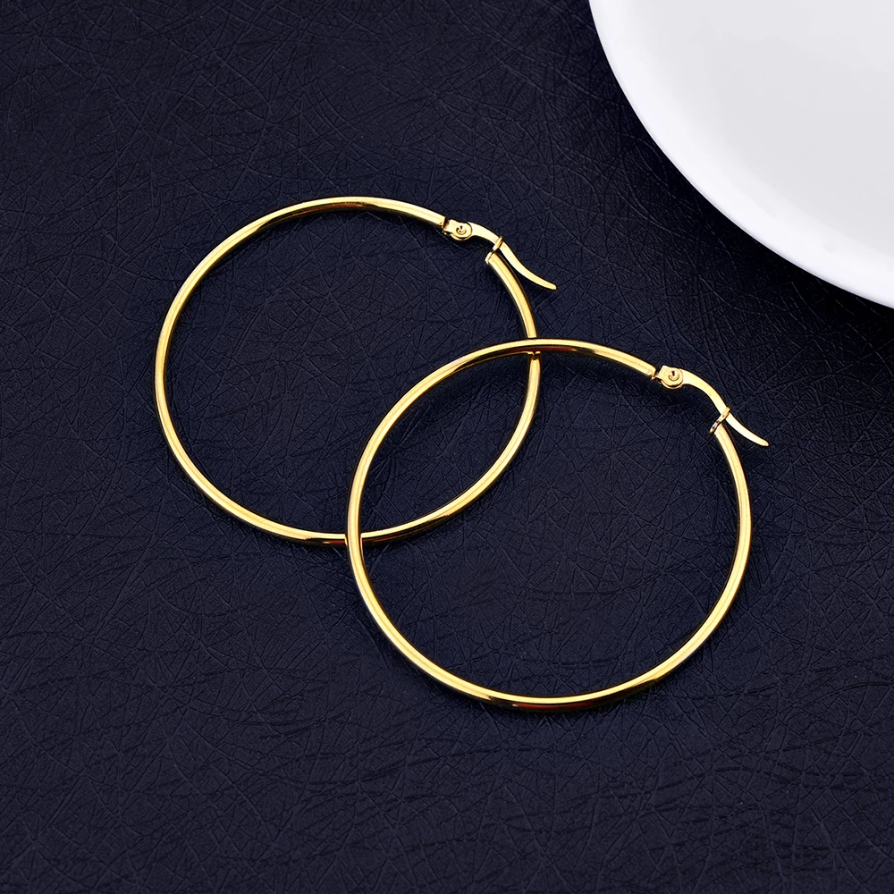 Wholesale cheap stainless steel gold black hoop earrings women fashion party jewelry diameter 5CM Christmas gift brincos
Wholesale cheap stainless steel gold black hoop earrings women fashion party jewelry diameter 5CM Christmas gift brincos