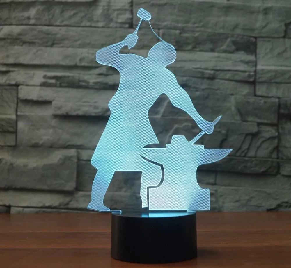 Blacksmith Moulding 3D Night Light 7 Colors Changing Touch Button LED Table Lamp Kids Xmas Gifts Home Decor Sleep Light Fixture
Blacksmith Moulding 3D Night Light 7 Colors Changing Touch Button LED Table Lamp Kids Xmas Gifts Home Decor Sleep Light Fixture