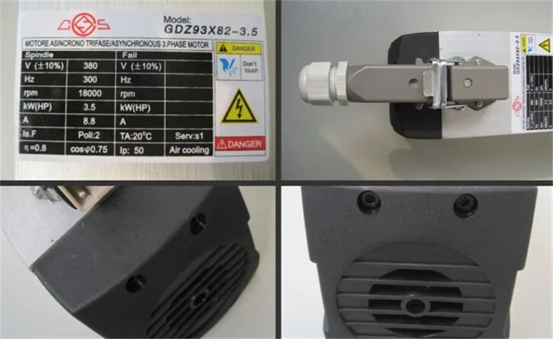 4.5HP 3.5KW 18000rpm ER25 Square Woodworking AC Spindle motor 4 bearings 93*82 380V 8.8A 300Hz air cooling CNC Router
4.5HP 3.5KW 18000rpm ER25 Square Woodworking AC Spindle motor 4 bearings 93*82 380V 8.8A 300Hz air cooling CNC Router