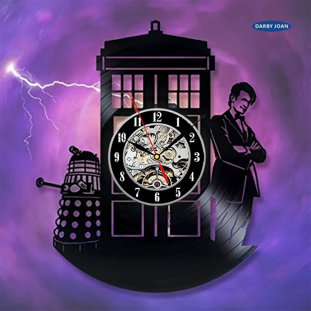 Виниловые настенные часы Doctor Who Арт подарок комната современная домашняя запись