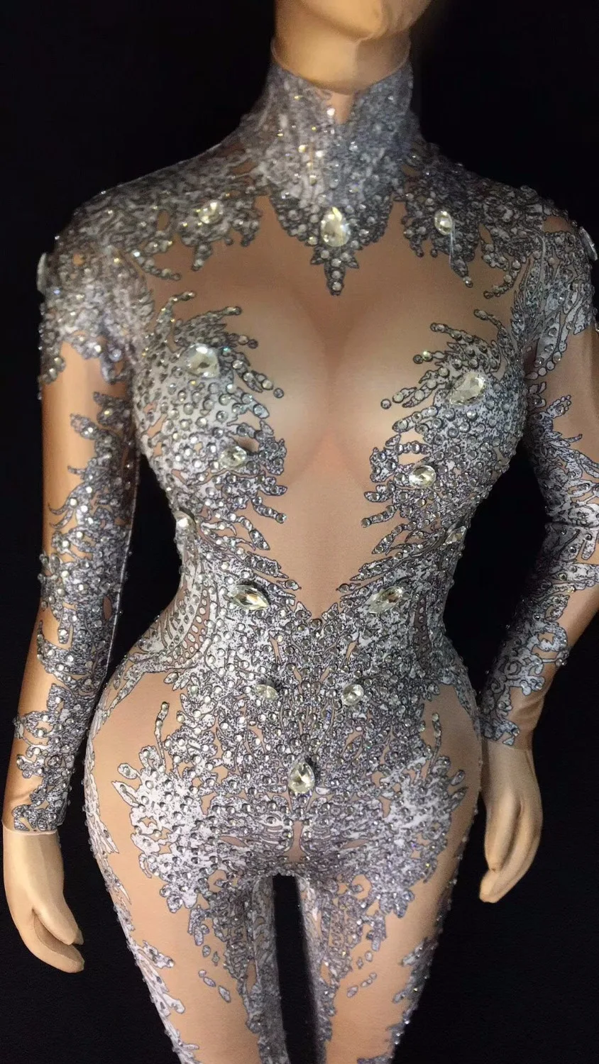 2019 Women's Sexy Rhinestones Bodysuit Stage Outfit Female Singer Gray Leggings Nightclub Nude Crystals Costume Dance Jumpsuit
2019 Women's Sexy Rhinestones Bodysuit Stage Outfit Female Singer Gray Leggings Nightclub Nude Crystals Costume Dance Jumpsuit