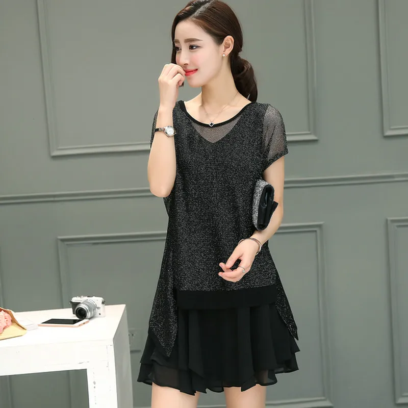 4xl plus size women clothing dress 2020 summer style korean vestidos party fake two piece sexy black chiffon dress female A0784
4xl plus size women clothing dress 2020 summer style korean vestidos party fake two piece sexy black chiffon dress female A0784