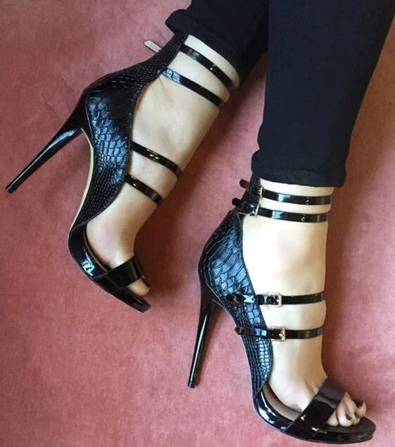 Сандалии женские на ремешках, узкие брендовые Босоножки с открытым носком, кожа змеиная кожа, Классическая Летняя обувь, сандалии с вырезам... 
Сандалии женские на ремешках, узкие брендовые Босоножки с открытым носком, кожа змеиная кожа, Классическая Летняя обувь, сандалии с вырезам...