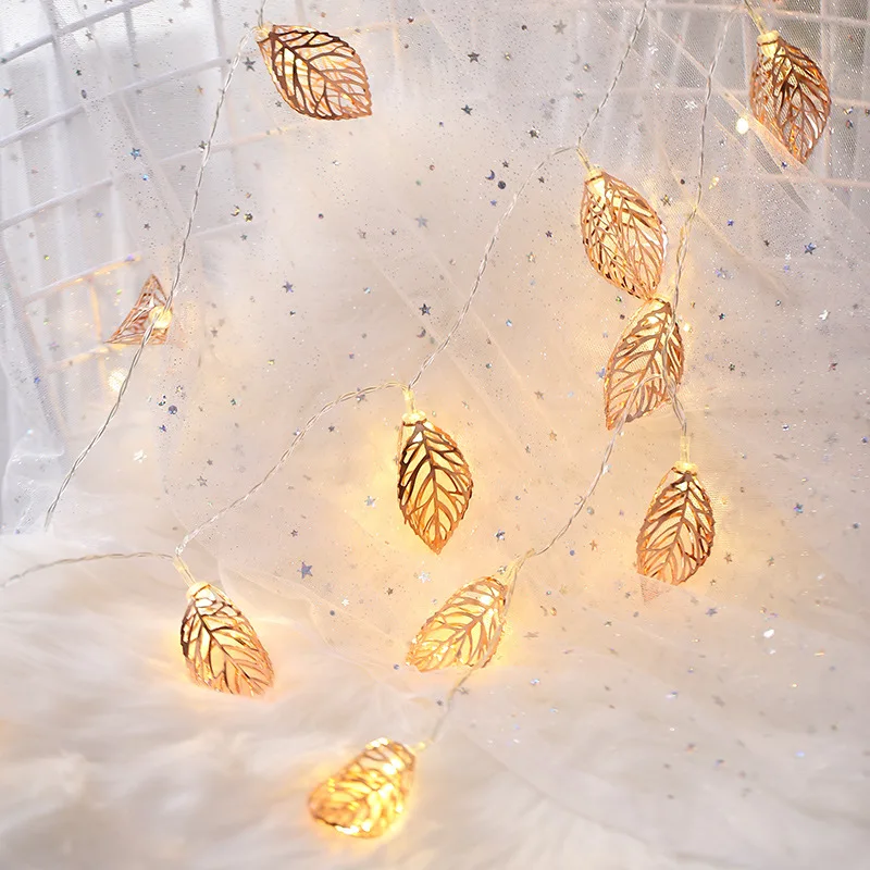 1.5M 3M 5M Iron Art LED Leaves String Lights Metal Ornament Xmas Tree Leaf Decoration Rope for Holiday Party Lawn Dec Night Lamp
1.5M 3M 5M Iron Art LED Leaves String Lights Metal Ornament Xmas Tree Leaf Decoration Rope for Holiday Party Lawn Dec Night Lamp