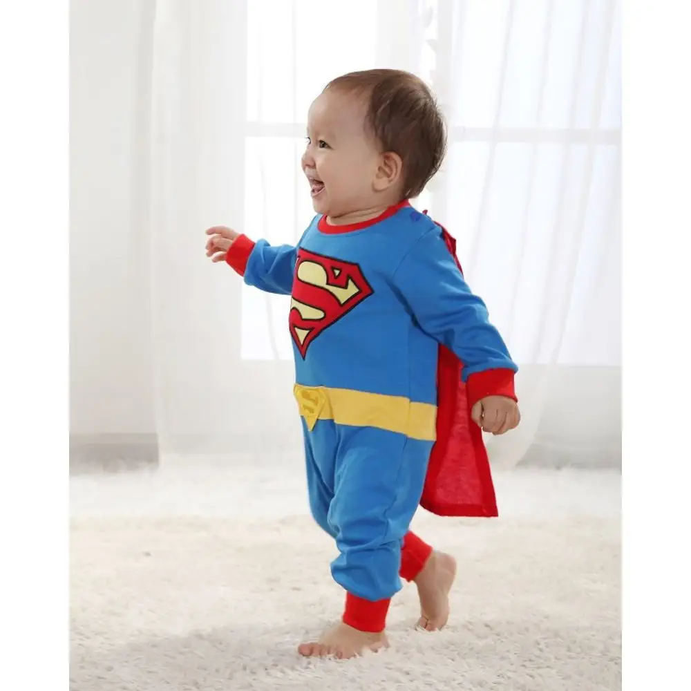 Для маленьких мальчиков одежда Супермен с длинным рукавом Смок Рождественский