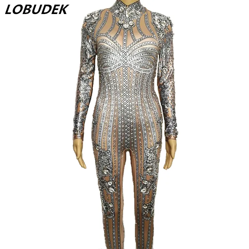 Sparkly Glass stones Jumpsuit Crystals Sexy Leotard Stretch Female Rompers Nightclub Singer Pole dance DJ Show DS Costumes
Sparkly Glass stones Jumpsuit Crystals Sexy Leotard Stretch Female Rompers Nightclub Singer Pole dance DJ Show DS Costumes