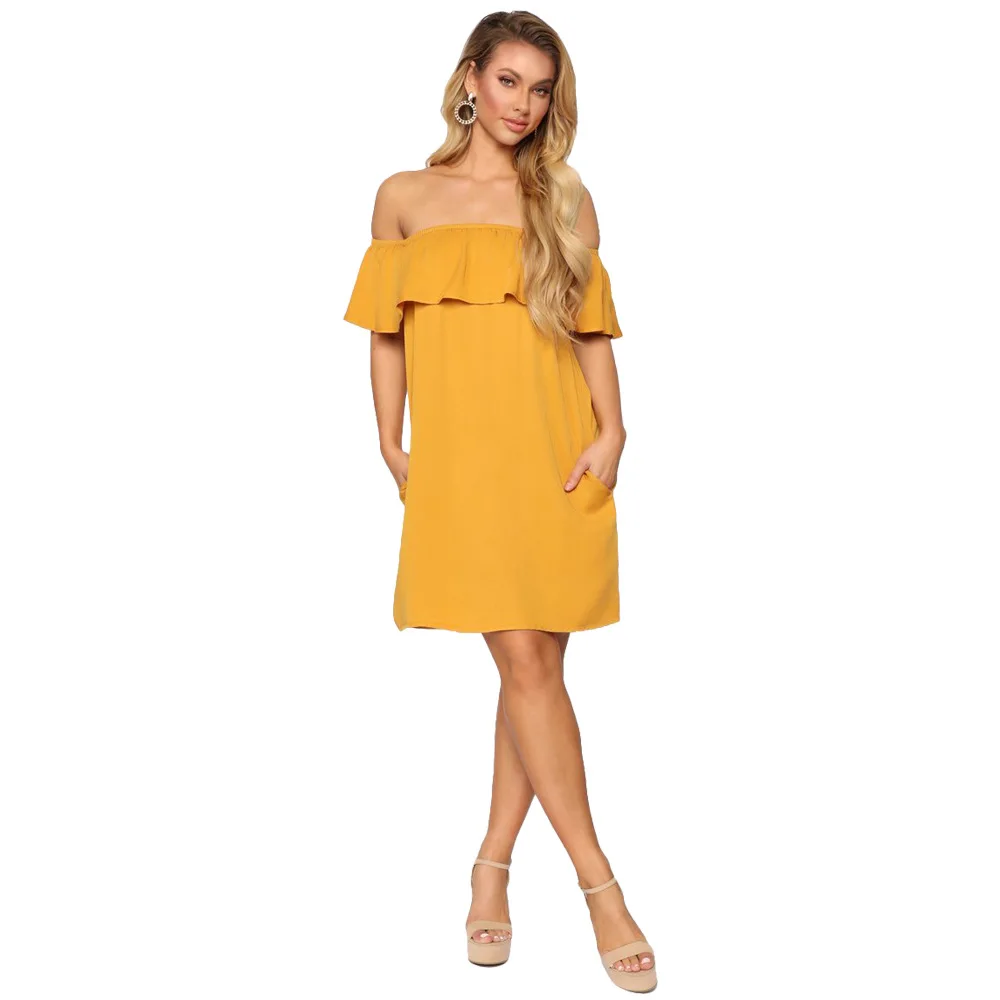 Womens Scallop Boat Neck One-Piece Dress 2019 New Fashion Summer Backless Off Shoulder Loose Womens Dress Female Solid Vestidos
Womens Scallop Boat Neck One-Piece Dress 2019 New Fashion Summer Backless Off Shoulder Loose Womens Dress Female Solid Vestidos