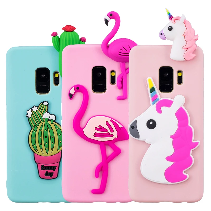 

Phone Case For Samsung Galaxy S9 Plus S8 S6 S7 Edge Cover 3D Cute Unicorn Flamingo Cactus Soft TPU Silicone Shockproof Fundas