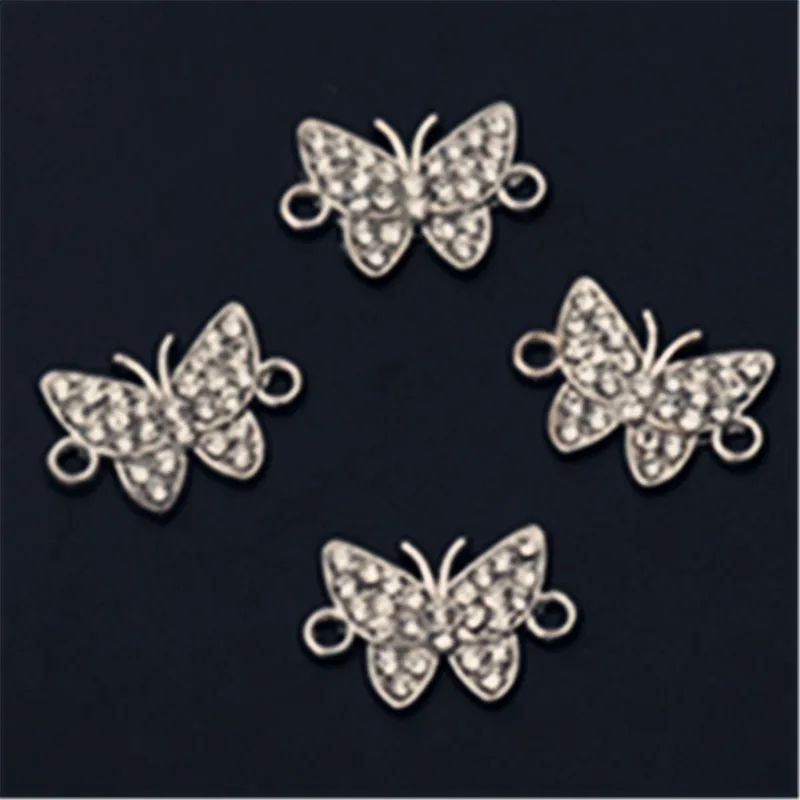 6pcs Handmade Rhineston Silver Plated Butterfly Alloy Connector For Fashion Bracelet Necklace DIY Metal jewelry Charm makings
6pcs Handmade Rhineston Silver Plated Butterfly Alloy Connector For Fashion Bracelet Necklace DIY Metal jewelry Charm makings
