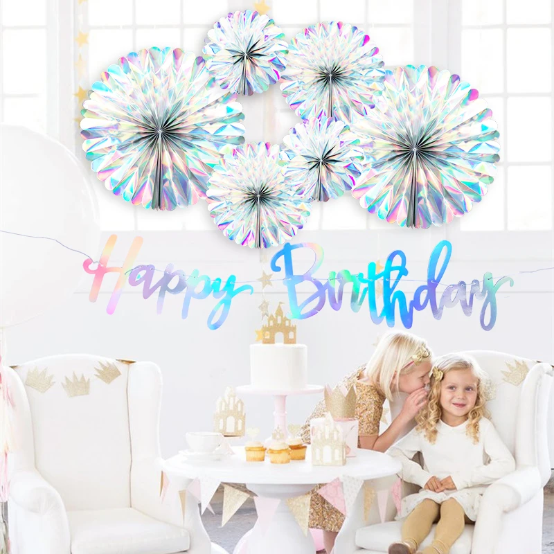 7Pcs/Set Iridescent Paper Fan Banner In Baby Shower Party DIY Flower Crafts Paper Fan Decor Birthday Party Home Decor Supplie
7Pcs/Set Iridescent Paper Fan Banner In Baby Shower Party DIY Flower Crafts Paper Fan Decor Birthday Party Home Decor Supplie