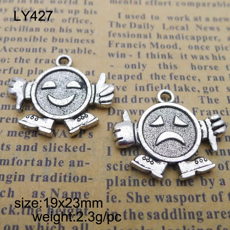 25pcs/lot Alloy Charms Antique Silver Plated Smile Cry Face Pendant Handmade Hanging Crafts 19x23mm
25pcs/lot Alloy Charms Antique Silver Plated Smile Cry Face Pendant Handmade Hanging Crafts 19x23mm