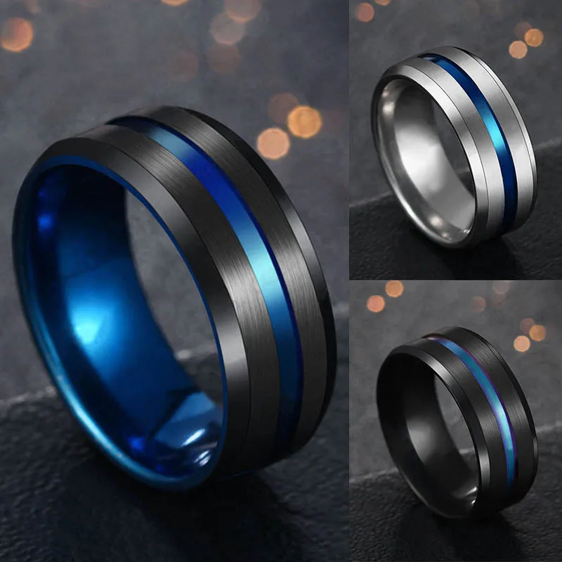 Cool 8MM 316L Stainless Steel Men's Ring Rainbow Groove Jewelry Black Titanium Wedding Vintage Male Blue Midi Ring Free Shiping
Cool 8MM 316L Stainless Steel Men's Ring Rainbow Groove Jewelry Black Titanium Wedding Vintage Male Blue Midi Ring Free Shiping