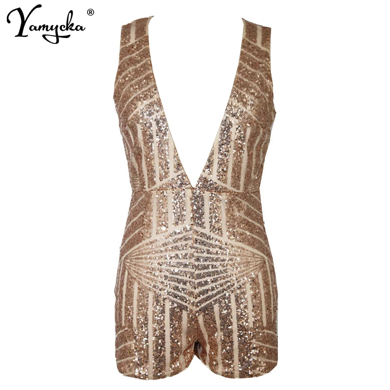 Sexy Gold Sequin Embroidery Elegant Sexy Jumpsuit Romper Transparent Mesh Sleeve Playsuit Women Deep V Neck Overalls Summer 2020
Sexy Gold Sequin Embroidery Elegant Sexy Jumpsuit Romper Transparent Mesh Sleeve Playsuit Women Deep V Neck Overalls Summer 2020