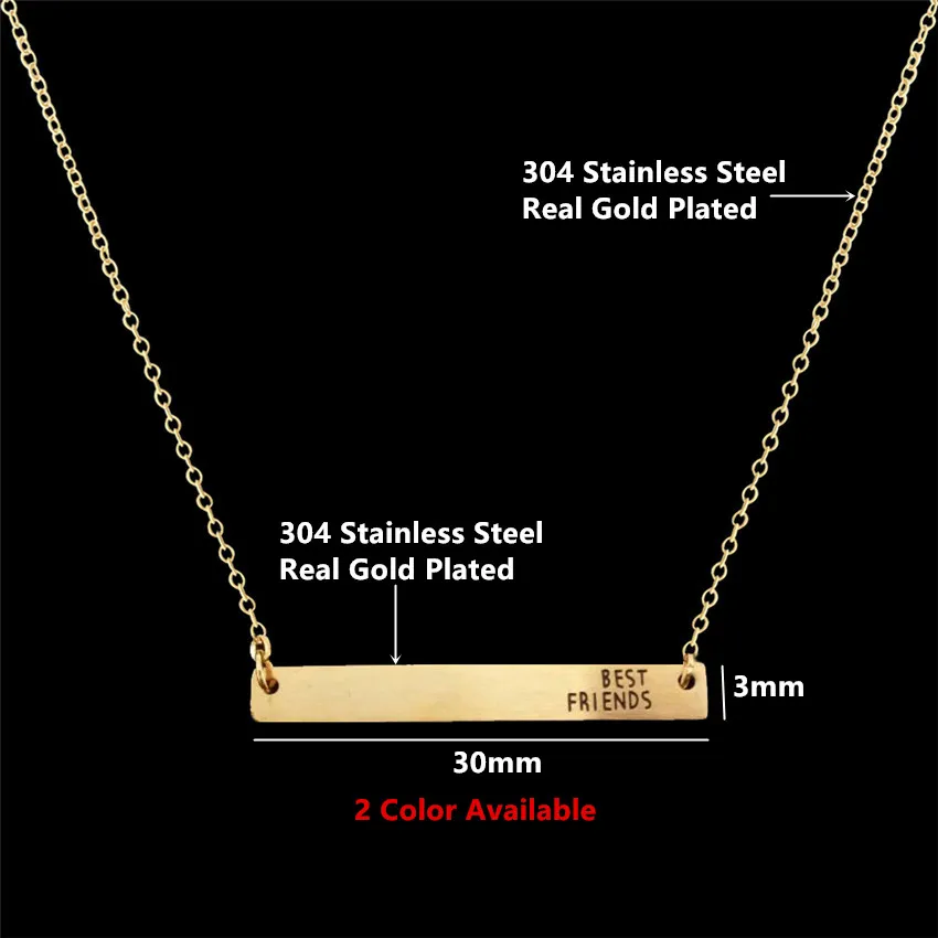 Wholesale 10piece Stainless Steel BEST FRIENDS Bar Pendant Necklace For Women Men's Friendship Jewelry Gifts Gold Color Choker
Wholesale 10piece Stainless Steel BEST FRIENDS Bar Pendant Necklace For Women Men's Friendship Jewelry Gifts Gold Color Choker