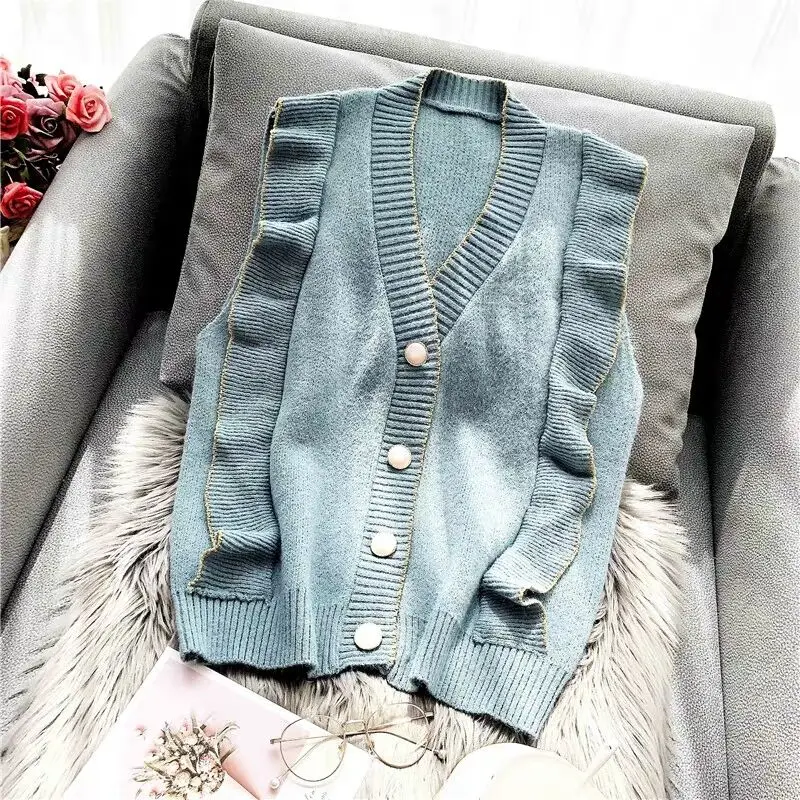 MUMUZI Vest 2021 New Spring Women Vest Pretty Sleeveless v neck Knitted Vest Women ruffles waistcoat Veste Femme pink color
MUMUZI Vest 2021 New Spring Women Vest Pretty Sleeveless v neck Knitted Vest Women ruffles waistcoat Veste Femme pink color