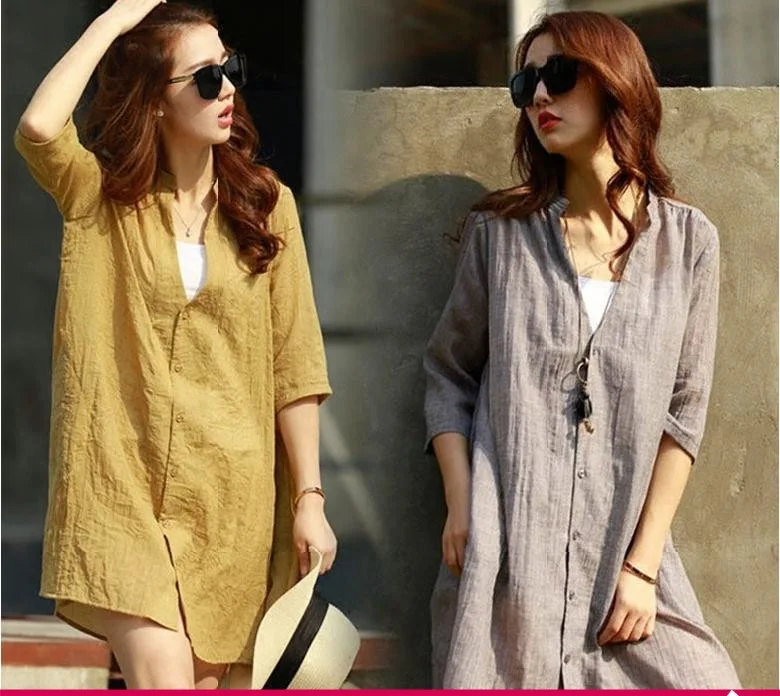 Female Long Paragraph Loose Thin Thin 2017 Summer New Five-point Sleeve Linen Cardigan Shirt
Female Long Paragraph Loose Thin Thin 2017 Summer New Five-point Sleeve Linen Cardigan Shirt