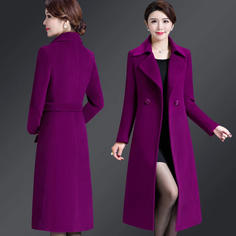 Korean version of middle-aged women's woolen coat coat female double-sided woolen long section autumn and wi nter woolen coat
Korean version of middle-aged women's woolen coat coat female double-sided woolen long section autumn and wi nter woolen coat