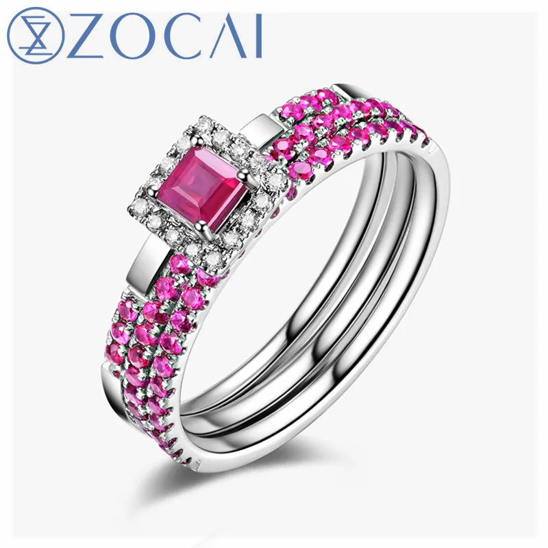 ZOCAI Brand Design Natural Ruby Wedding Ring Total 0.75 CT GIC Certificated 18K white gold(AU750) Wedding ring W05916
ZOCAI Brand Design Natural Ruby Wedding Ring Total 0.75 CT GIC Certificated 18K white gold(AU750) Wedding ring W05916