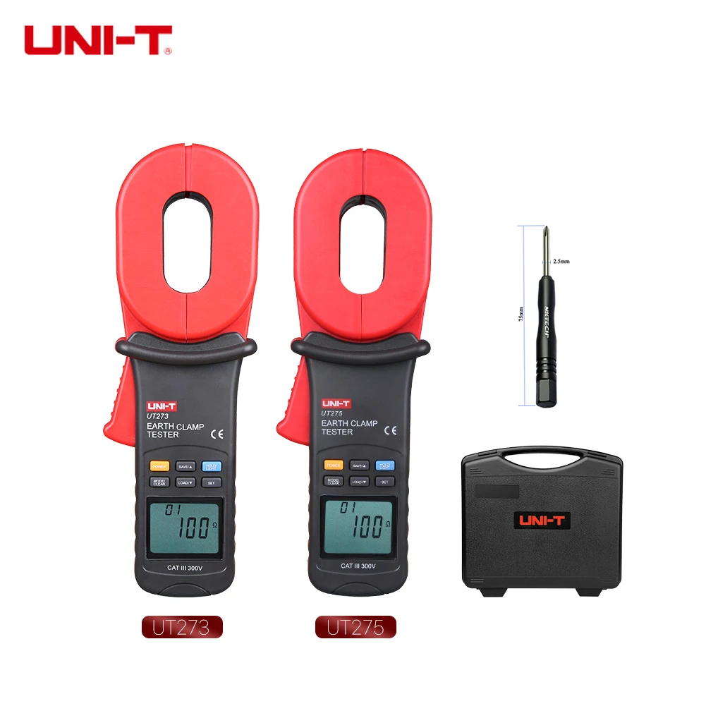 

UNI-T UT275 UT273 Digital Clamp Earth Ground Tester Resistance Meter Leakage Current Auto Range Data Storage Resistance Alarm